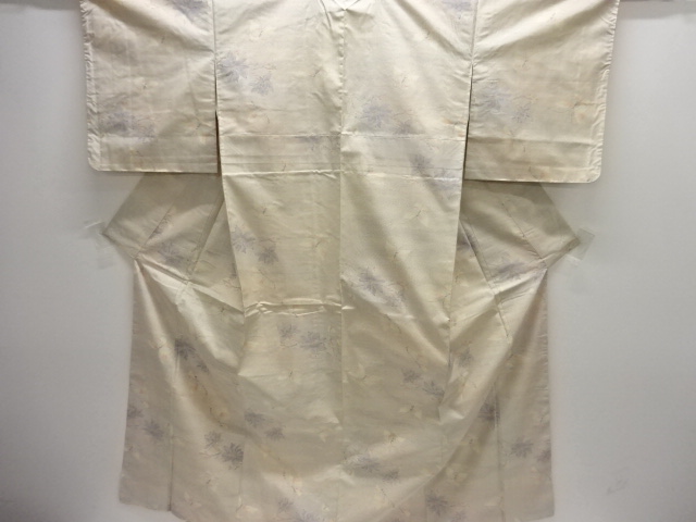 JAPANESE KIMONO / ANTIQUE KIMONO / SILK / TSUMUGI / WOVEN FLOWER